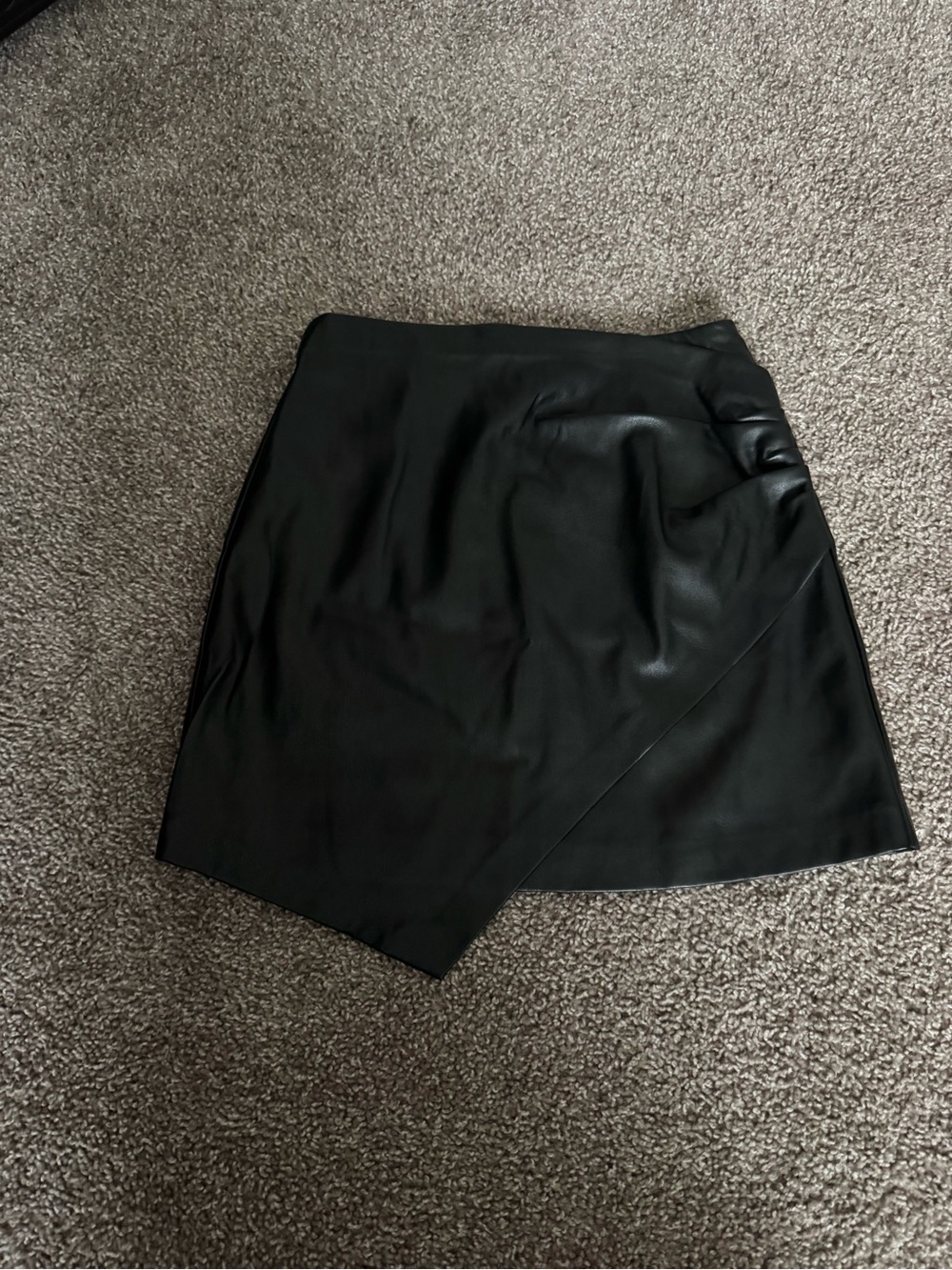 Black Faux Leather Asymmetrical Mini Skirt